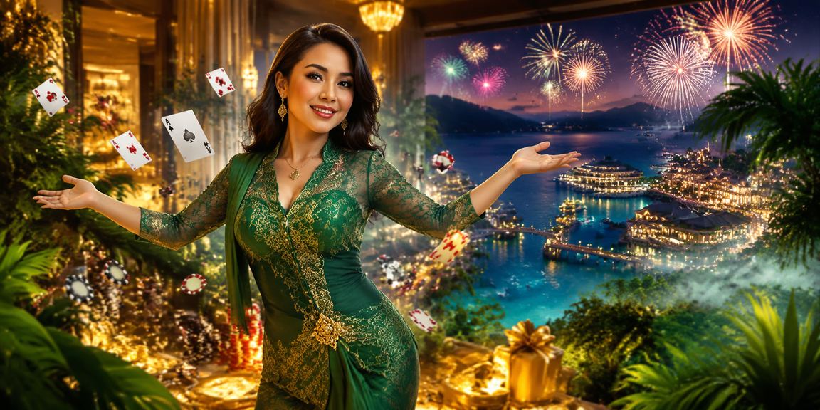 Latar belakang suasana kasino moden di Terengganu untuk hari raya